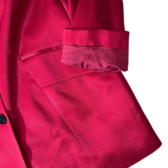 DANA BUCHMAN Womens (8) Ruby Red Silky Satin Blazer Jacket Lined - Picture 6 of 9